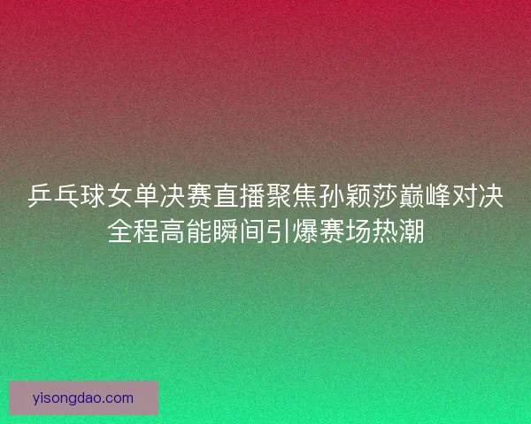 乒乓球女单决赛直播聚焦孙颖莎巅峰对决全程高能瞬间引爆赛场热潮 乒乓球女单决赛直播聚焦孙颖莎巅峰对决全程高能瞬间引爆赛场热潮