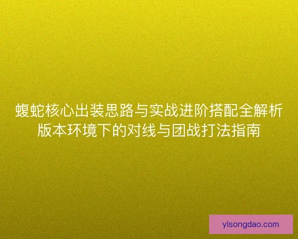 蝮蛇核心出装思路与实战进阶搭配全解析版本环境下的对线与团战打法指南