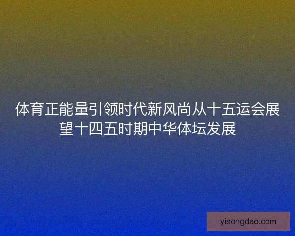 体育正能量引领时代新风尚从十五运会展望十四五时期中华体坛发展